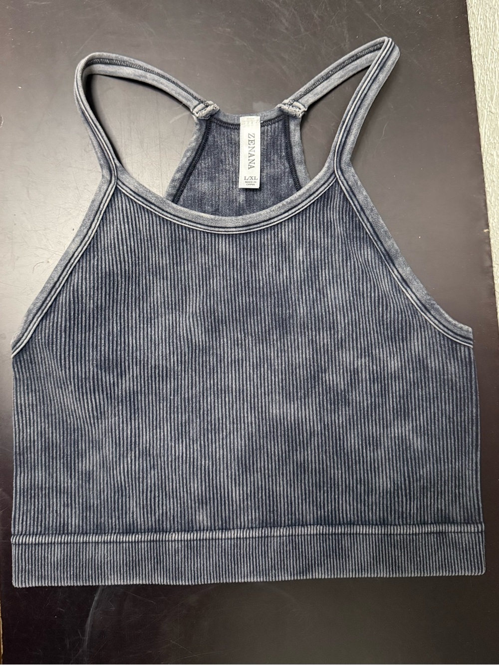 Zenana - Ribbed Racerback Crop Tank Top - Black